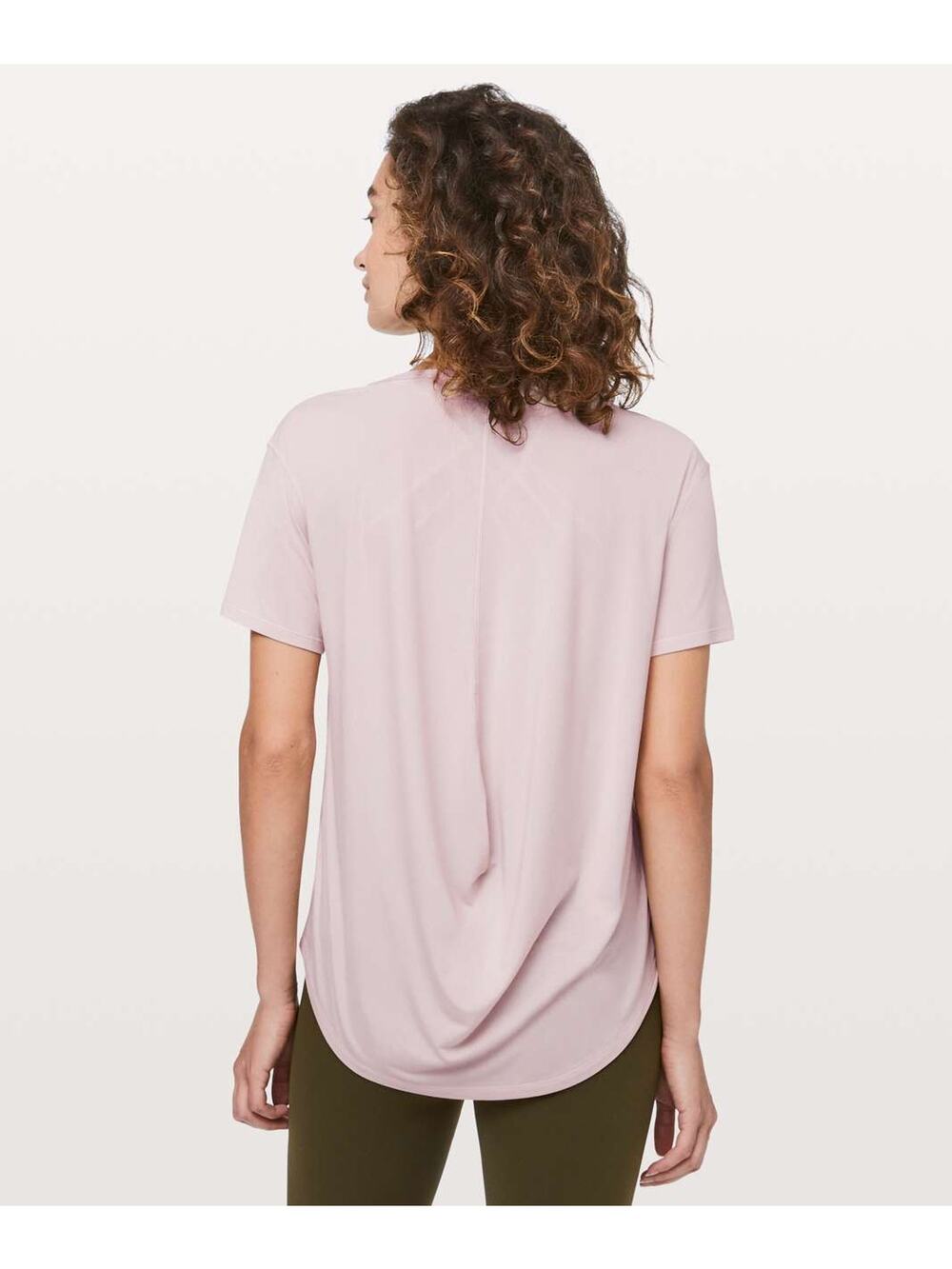 Lululemon Fall In Place Short Sleeve Heathered Pink Bliss / White Tee Sz 4 🌸✨🌸
